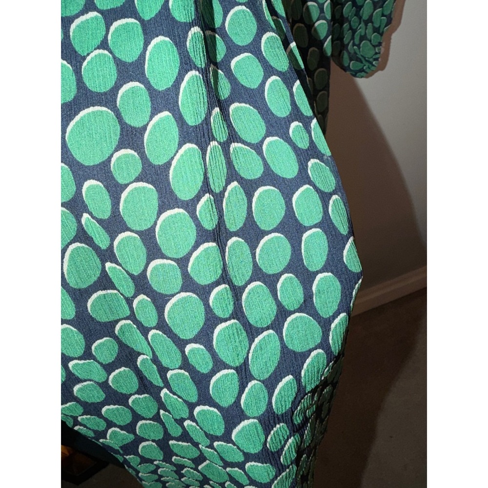 100% Silk BCBGMAXAZRIA Mini Dress Green Polka Dot Silk Smocked Waist S - Picture 4 of 11